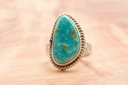 Native American Jewelry Genuine Kingman Turquoise Sterling Silver Ring